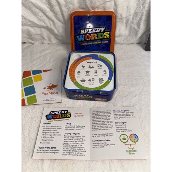 Speedy Words For QUICK MINDS FoxMind Game Fun in a Box Great Stocking Stuffer! - Picture 2 of 8